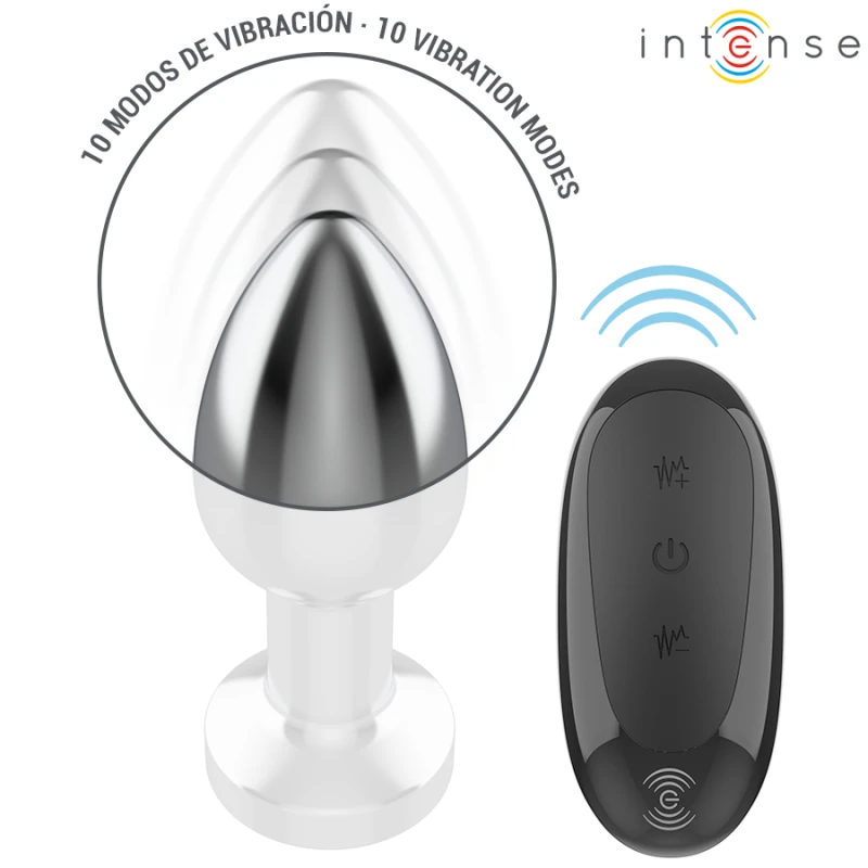 Intense - anal plug 10 vibrations metal with remote control m 4