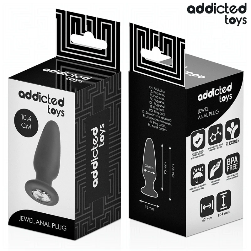 Addicted toys - anal plug with jewel silicone size m 10.4 cm 5