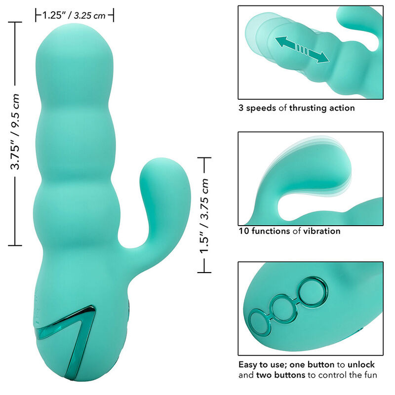 Calexotics - del mar diva vibrator rabbir aqua green by california dreaming 8