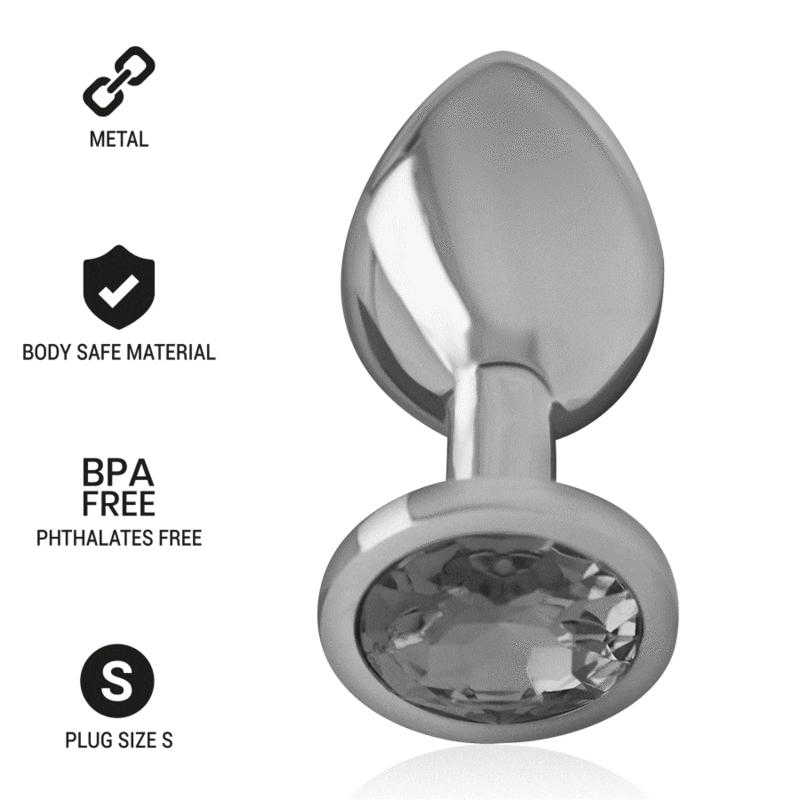 Intense - Metal Aluminum Anal Plug With Black Glass Size S - Análny Kolík