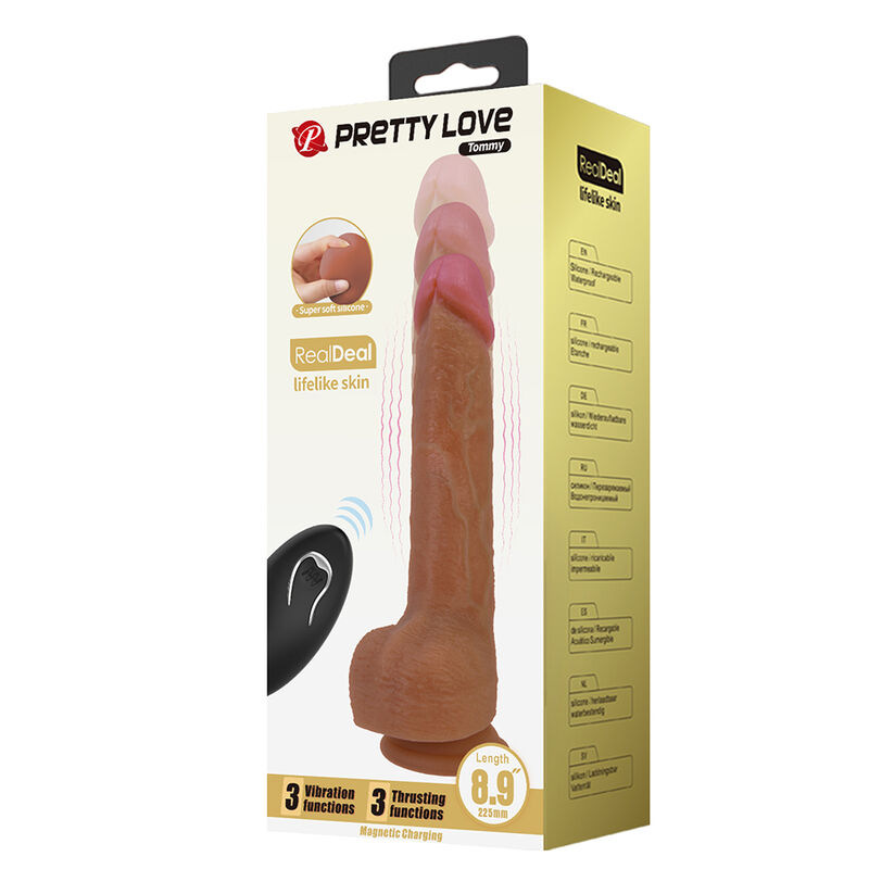 Pretty love - tommy realistic thrusting vibrator with remote control dark brown 8