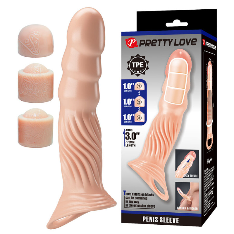 Pretty love - textured penis sheath with extenders 8