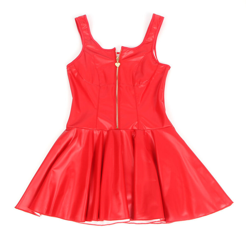 Subblime - 957698 heart zipper leather dress red l/xl 4