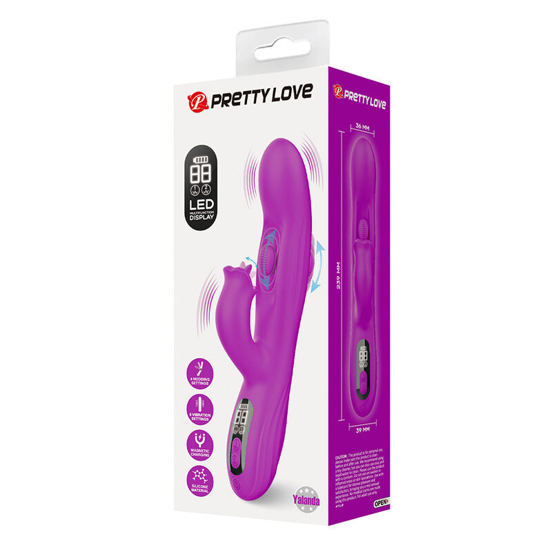 Pretty love - yalanda rabbit oscillating vibrator with led display purple 9
