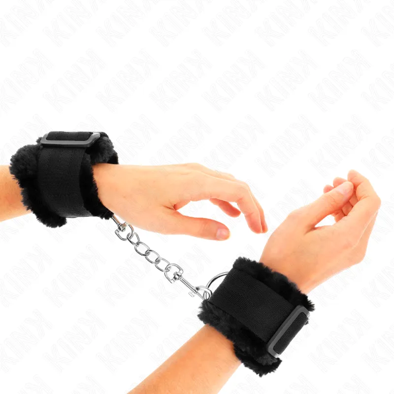 Kink - Furry Lined Wrist Restraints Black Adjustable 17-31 Cm X 7 Cm