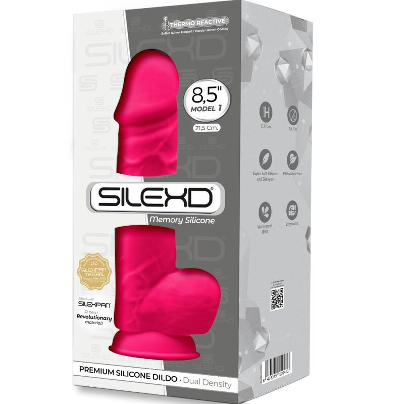 Silexd - Model 1 Realistic Penis Premium Silexpan Silicone Fuchsia 21.5 cm 2