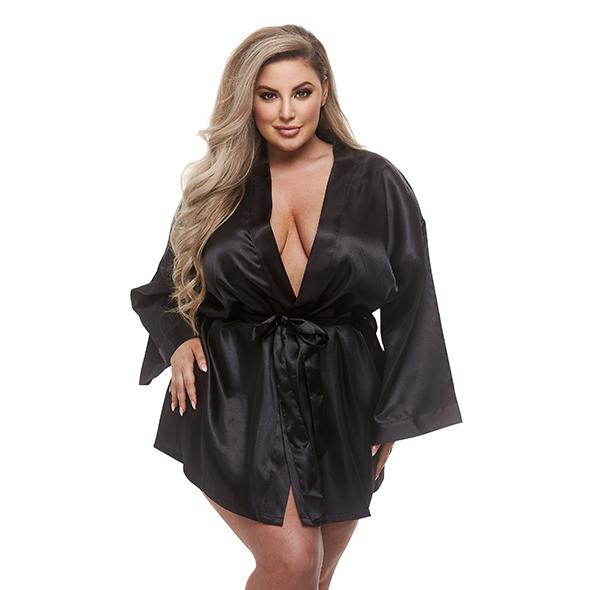 Baci Lingerie - All Satin Robe Black Queen Size