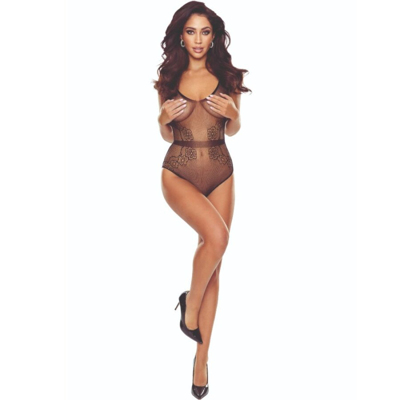 Passion - bs115 black grid bodystocking