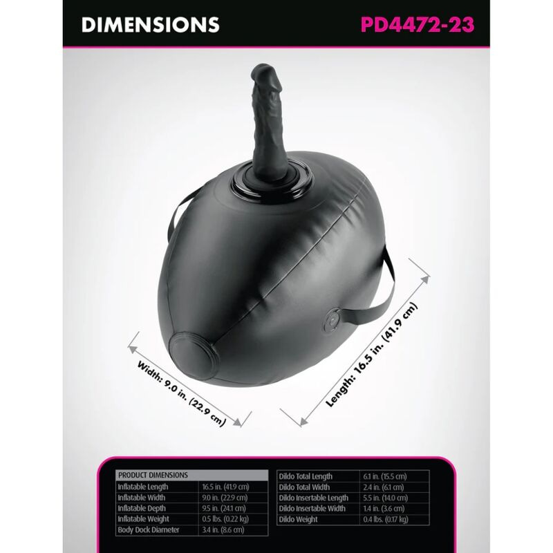 Fetish fantasy series - body dock inflatable love ball with dildo black 41.9 cm 4