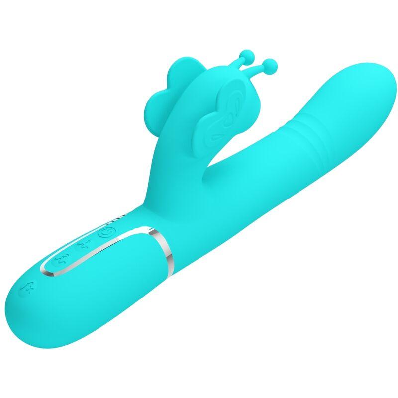 Pretty Love - Multifunction Rabbit Vibrator 4 In 1 Butterfly Aqua Green