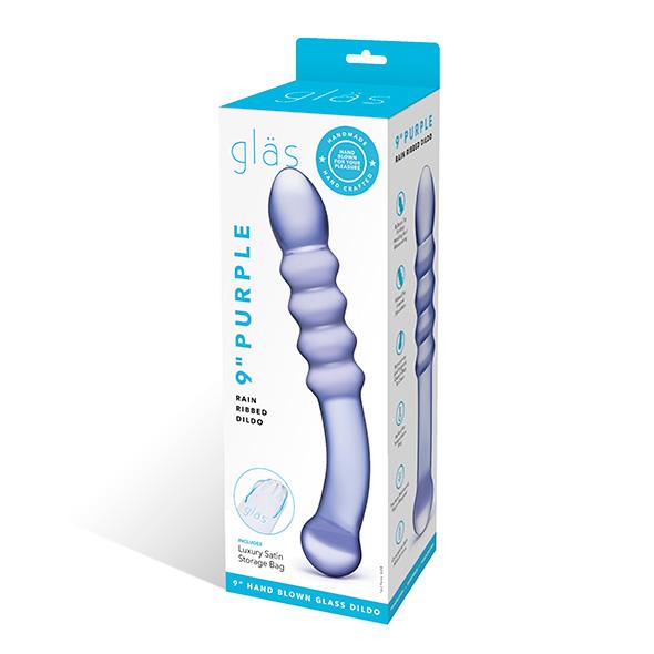 Glas - Purple Rain Ribbed Glass Dildo - Sklenené Dildo 3