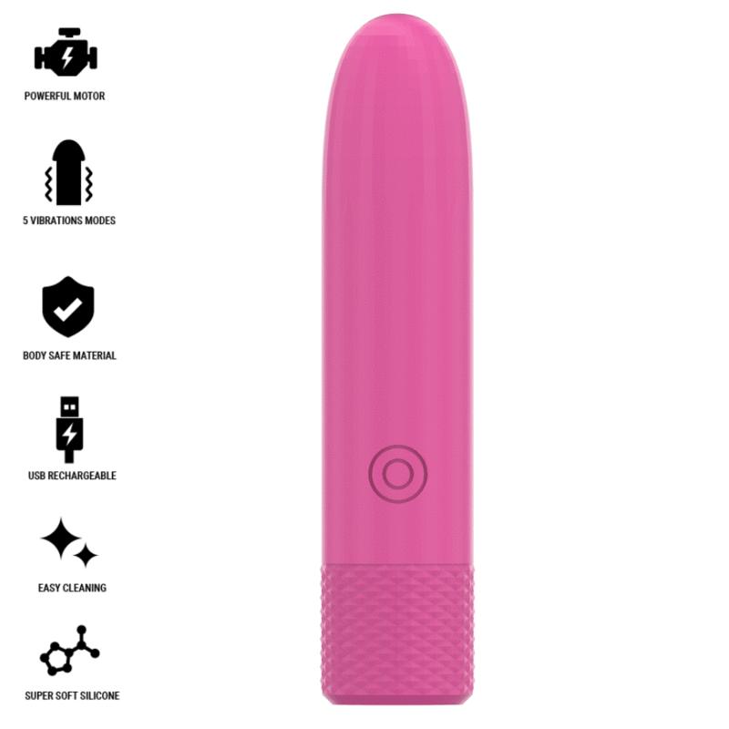 Intense - symone usb rechargeable vibrating bullet 8 vibrations pink 10 x 2.2 cm 1