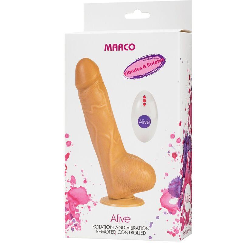 Alive - Marco Realistic Penis Vibrator & Rotator Remote Control 19 Cm