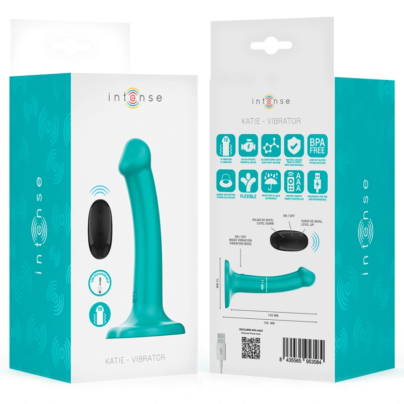 Intense - katie vibrator with suction cup 10 vibrations blue remote control 7