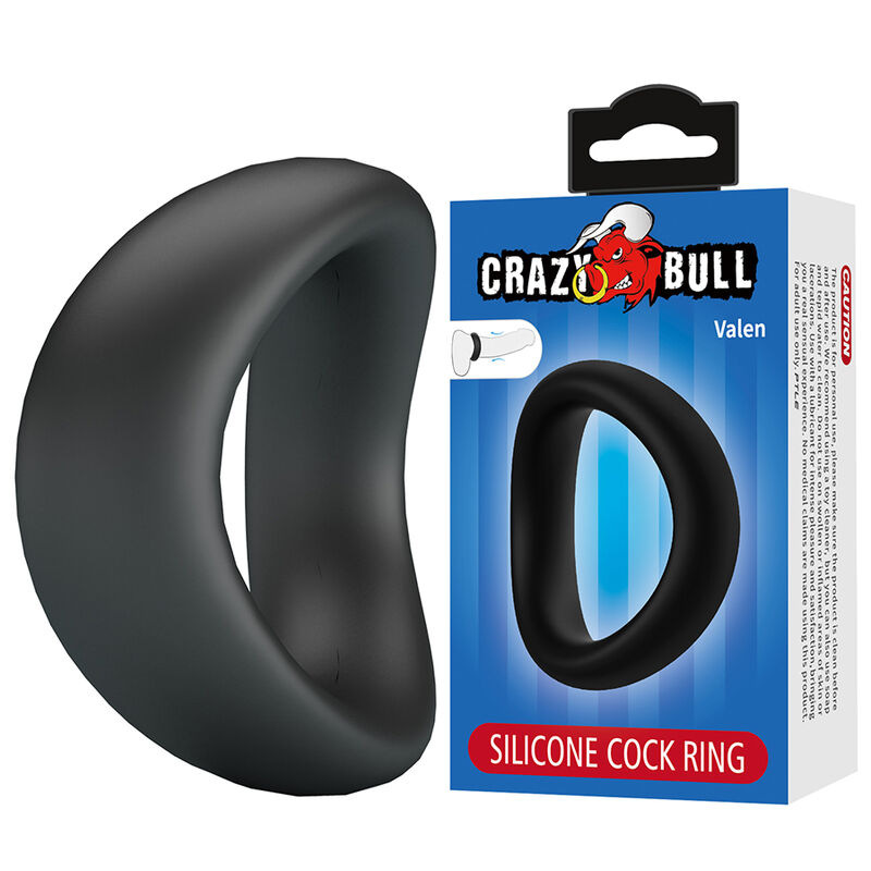 Crazy bull - valen ergonomic silicone cock ring black