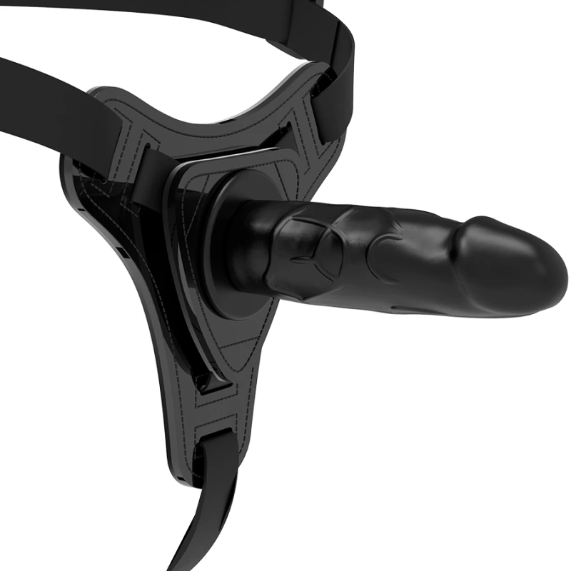 Fetish submissive harness - realistic black silicone 15 cm