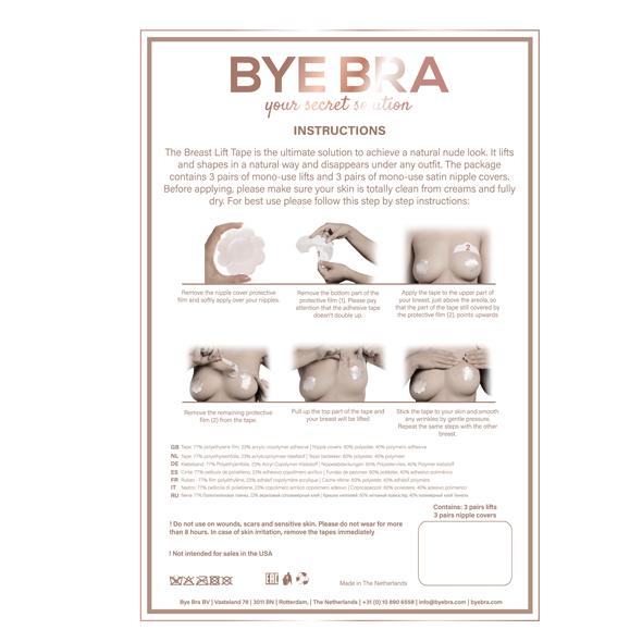 Bye Bra - Breast Lift & Silk Nipple Covers 3 Pairs Beige A-C