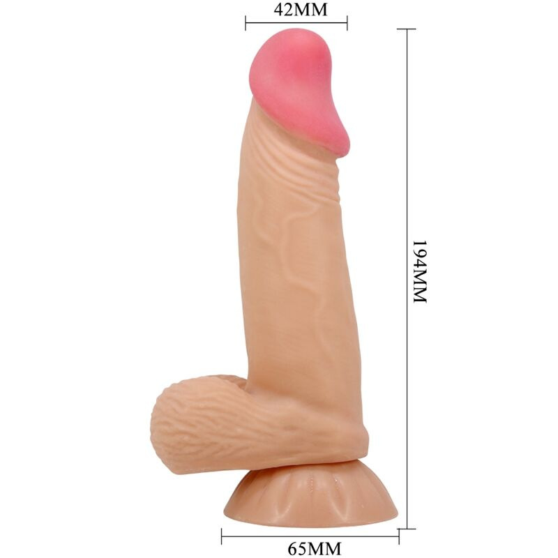 Pretty love - sliding skin series realistic dildo with sliding skin suction cup 19.4 cm 5