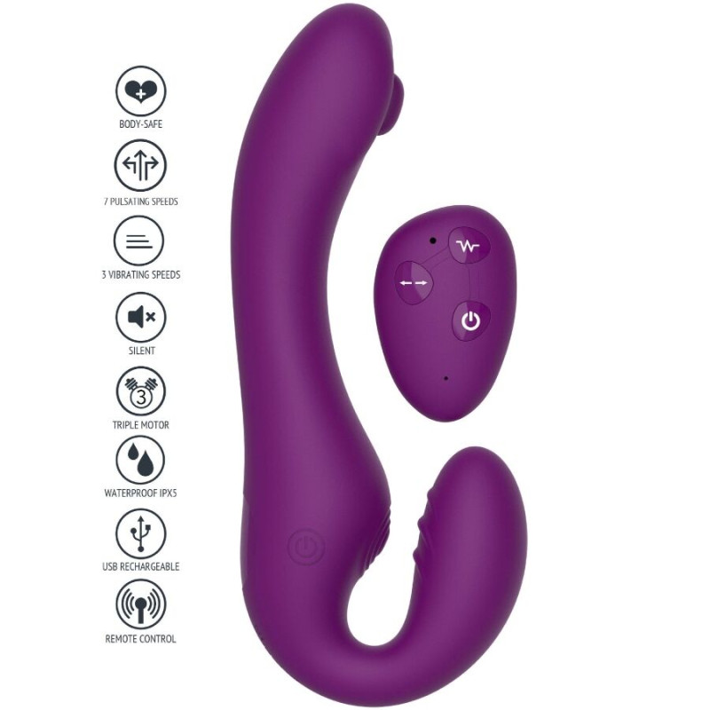 Xocoon - 2 in 1 strapless strap-on vibrator with remote control purple 1