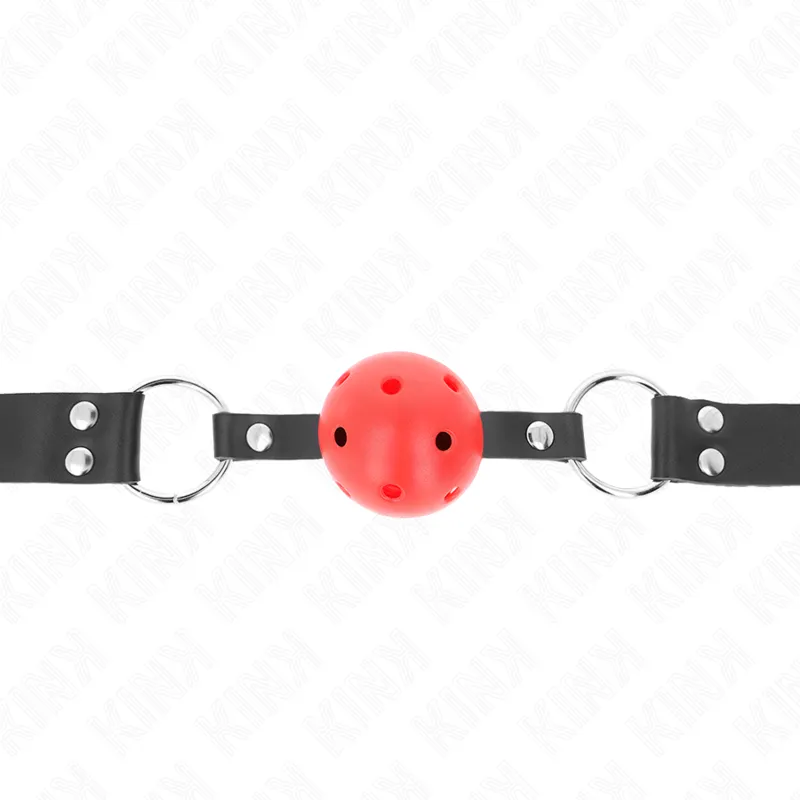Kink - Breathable Ball 4 Cm Gag With Double Rivet Red 62.5 X 2.5 Cm Adjustable 42-58 Cm 2