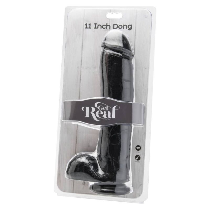 Get real - dildo 28 cm with balls black 1