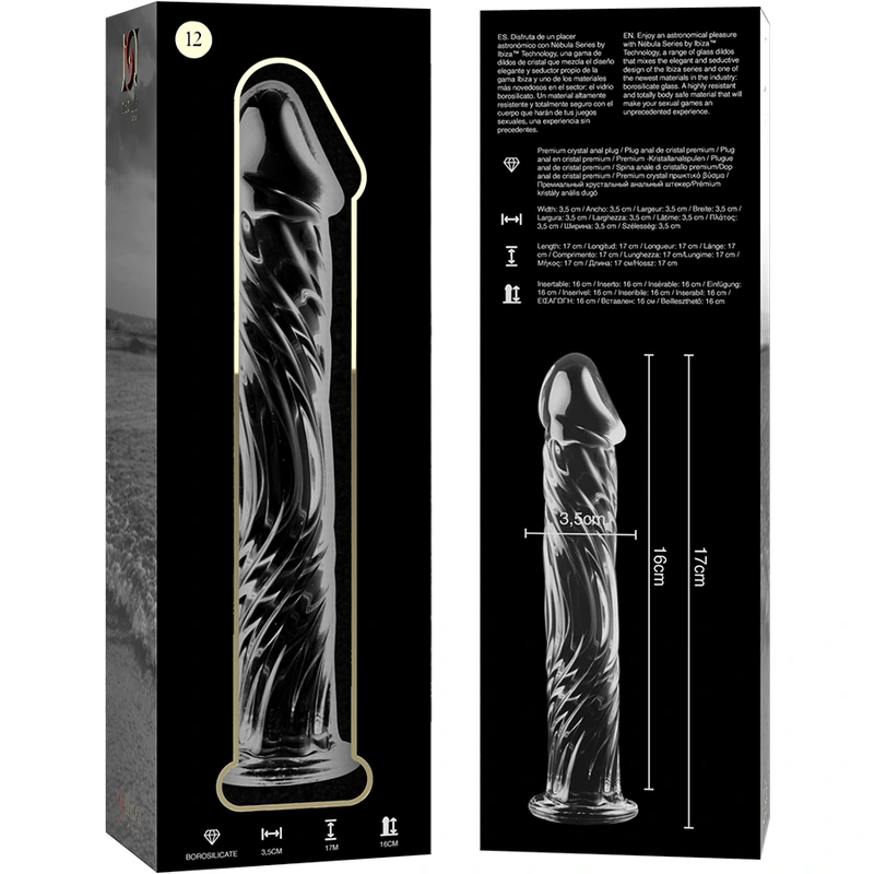 Nebula series by ibiza - model 12 dildo borosilicate glass clear 17 cm -o- 3.5 cm 5