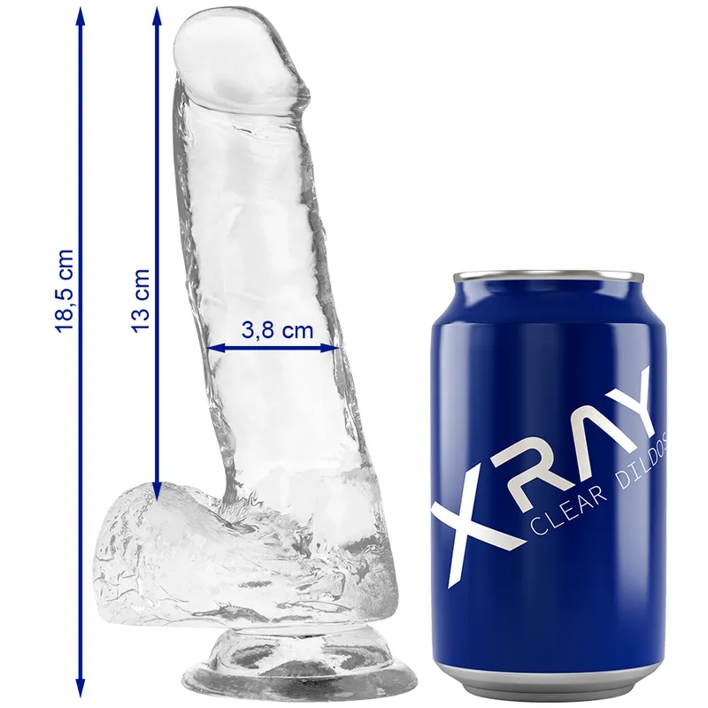 Xray Harness + Clear Cock With Balls  18.5cm X 3.8cm - Pripínací Penis