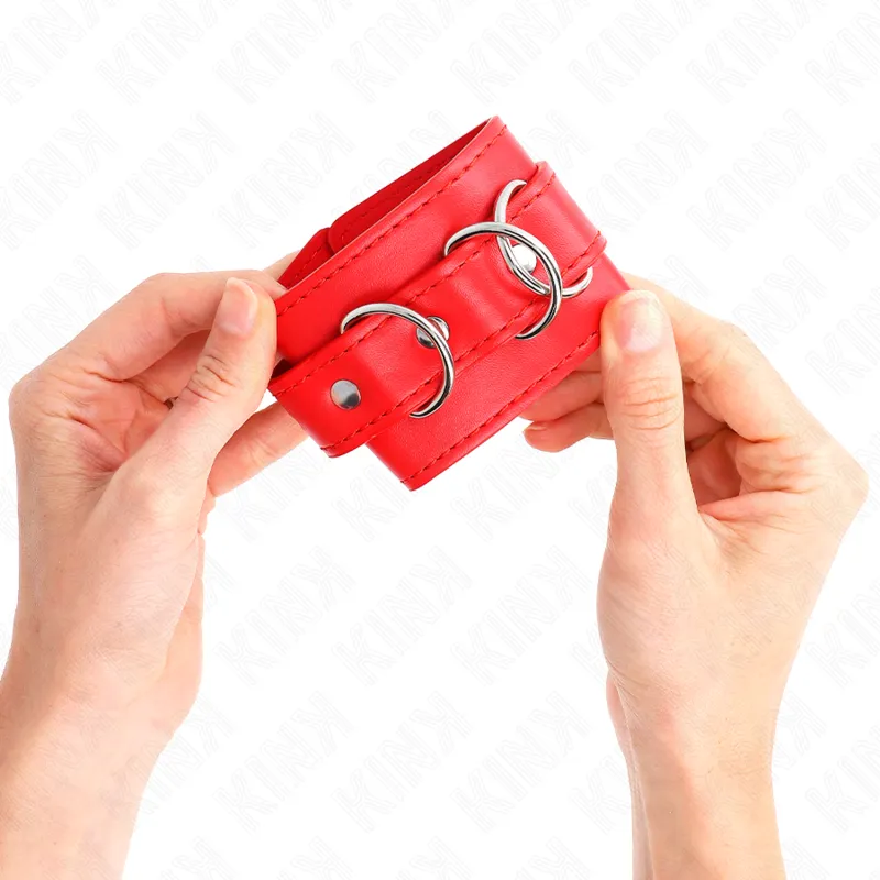 Kink - 3 D-Ring Wrist Restraints Adjustable Red 17.5-25 Cm X 6 Cm 2