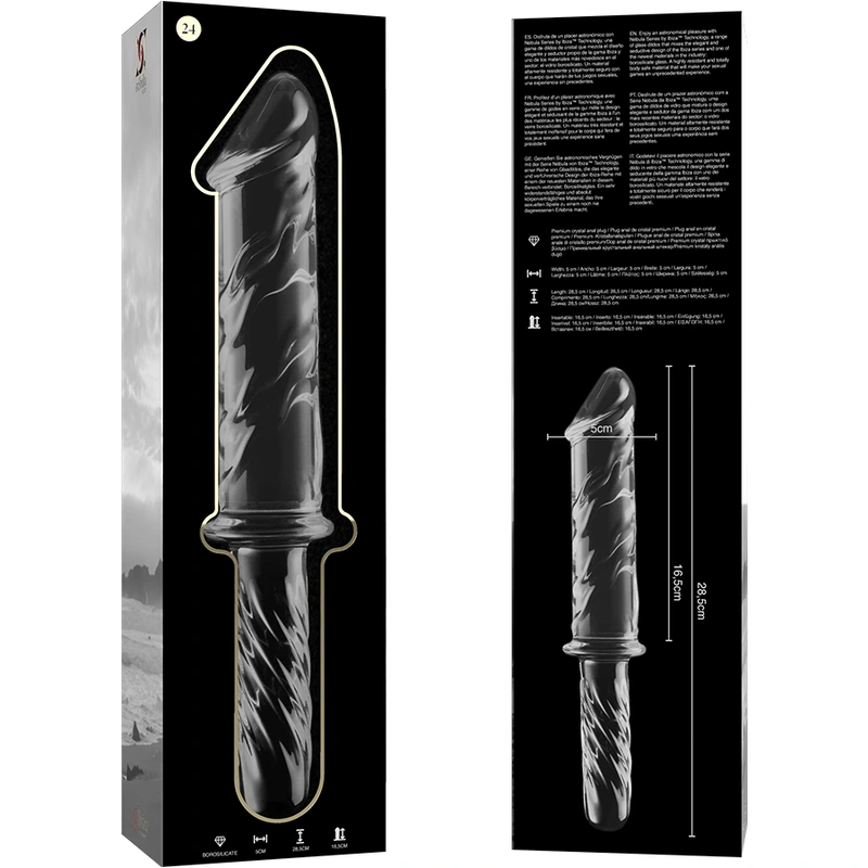 Nebula series by ibiza - model 24 dildo borosilicate glass clear 28.5 cm -o- 5 cm 5