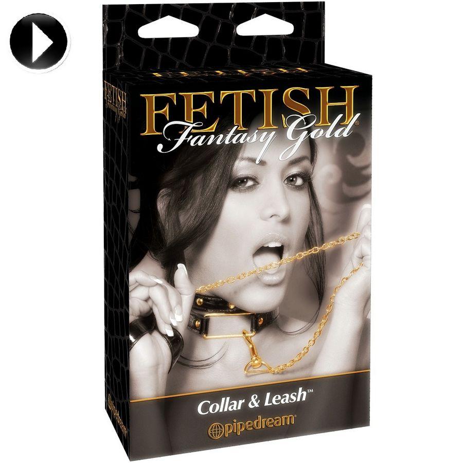 Fetish Fantasy Gold Collar And Leash - Obojok