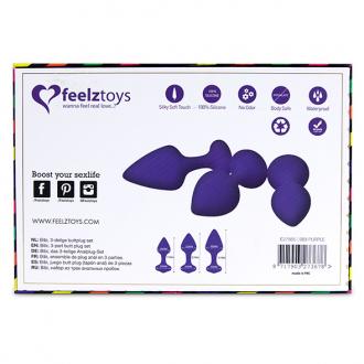 Feelztoys - Bibi Butt Plug Set 3 Pcs Purple- Sada Análnych Kolíkov
