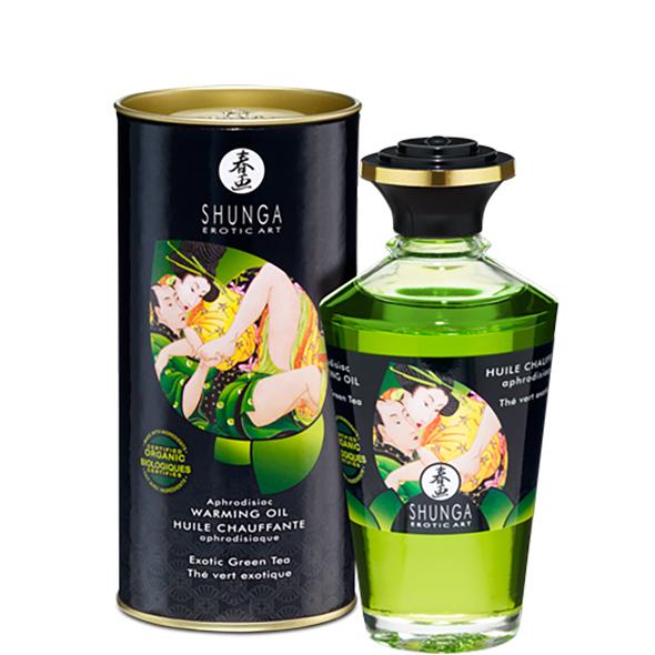 Shunga - Aphrodisiac Warming Oil Green Tea (Zelený Čaj) 100 Ml - Masážny Olej