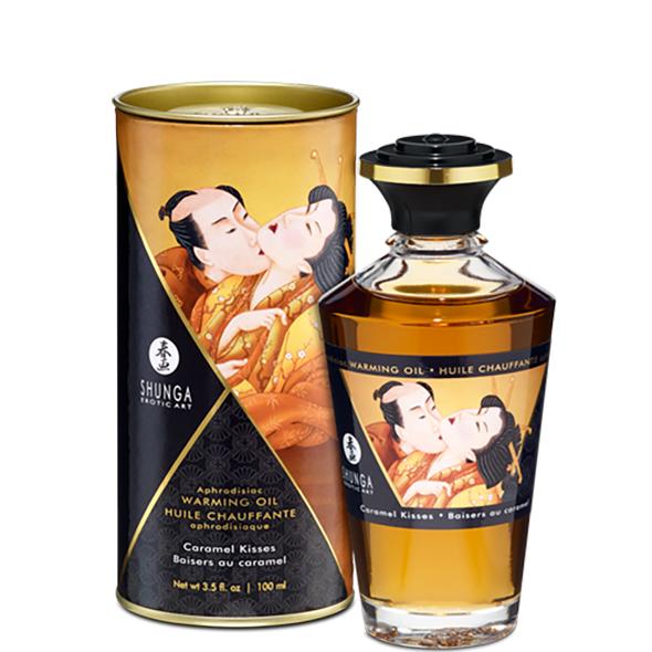 Shunga - Aphrodisiac Warming Oil Caramel Kisses (Karamel) 100 Ml - Masažný Olej