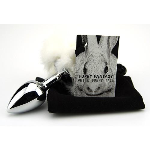 Furry Fantasy White Bunny Tail Butt Plug - Análny Kolík