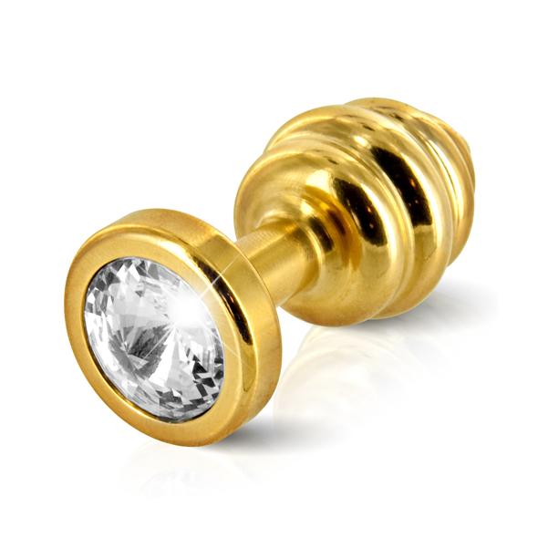 Diogol - Ano Butt Plug Ribbed Gold Plated 25 mm