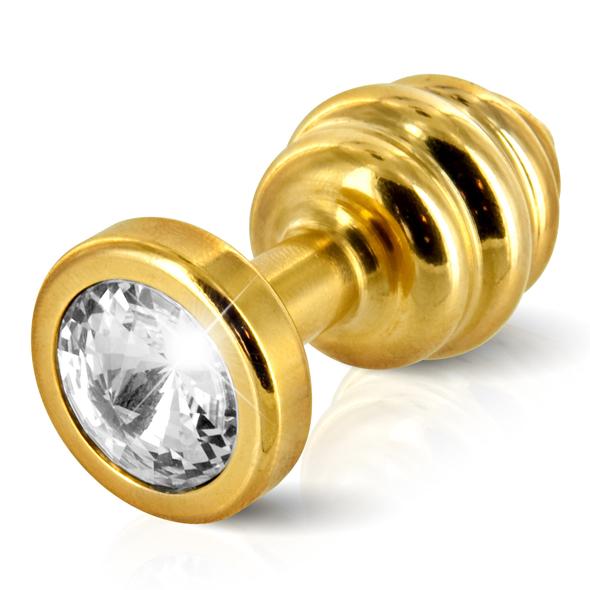Diogol - Ano Butt Plug Ribbed Gold Plated 35 mm