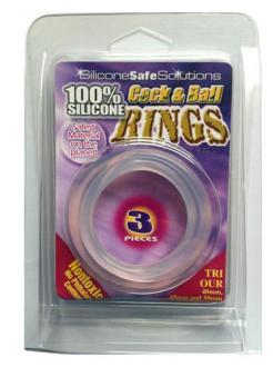 Silicone & Cock& Ball Rings Set Transparent - Erekčné Krúžky