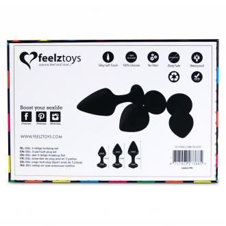 Feelztoys - Bibi Butt Plug Set 3 Pcs Black - Sada Análnych Kolíkov