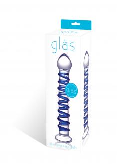 Glas - Blue Spiral Glass - Sklenené Dildo