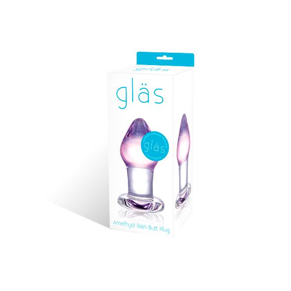 Glas - Amethyst Rain Glass Butt Plug - Sklenené Dildo
