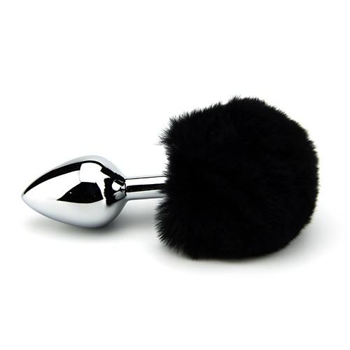 Furry Fantasy Black Bunny Tail Butt Plug - Análny Kolík